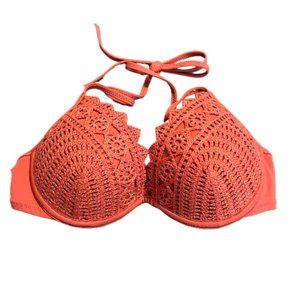 Shade and Shore Target 32C Women Rose Crochet Underwire Push Up Bikini Swim Top